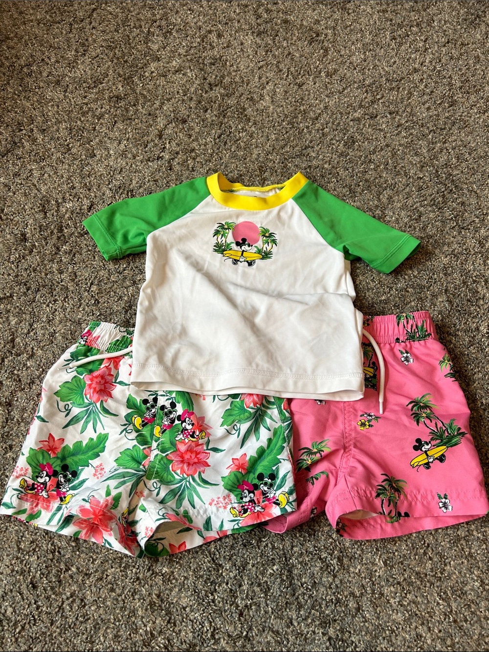 Disney Janie and Jack Swim Shorts and Rash guard